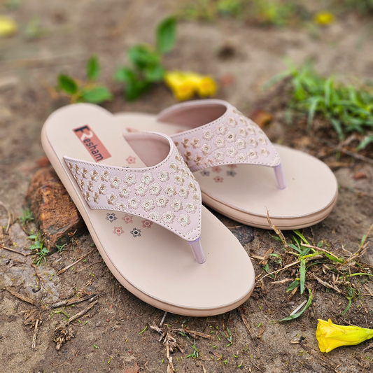 Floral Embroidered Flip Flops for Women | RC 02
