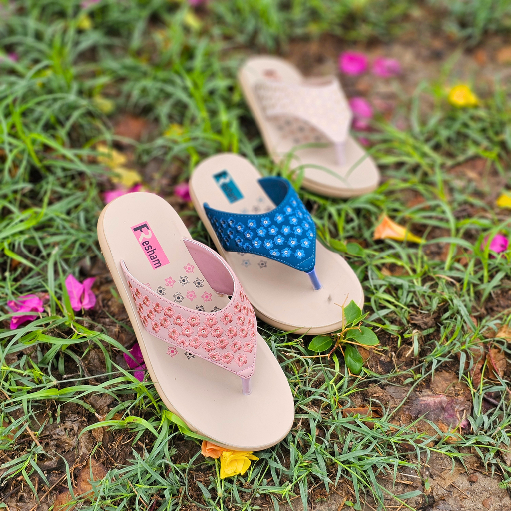 Floral Embroidered Flip Flops for Women | RC 02