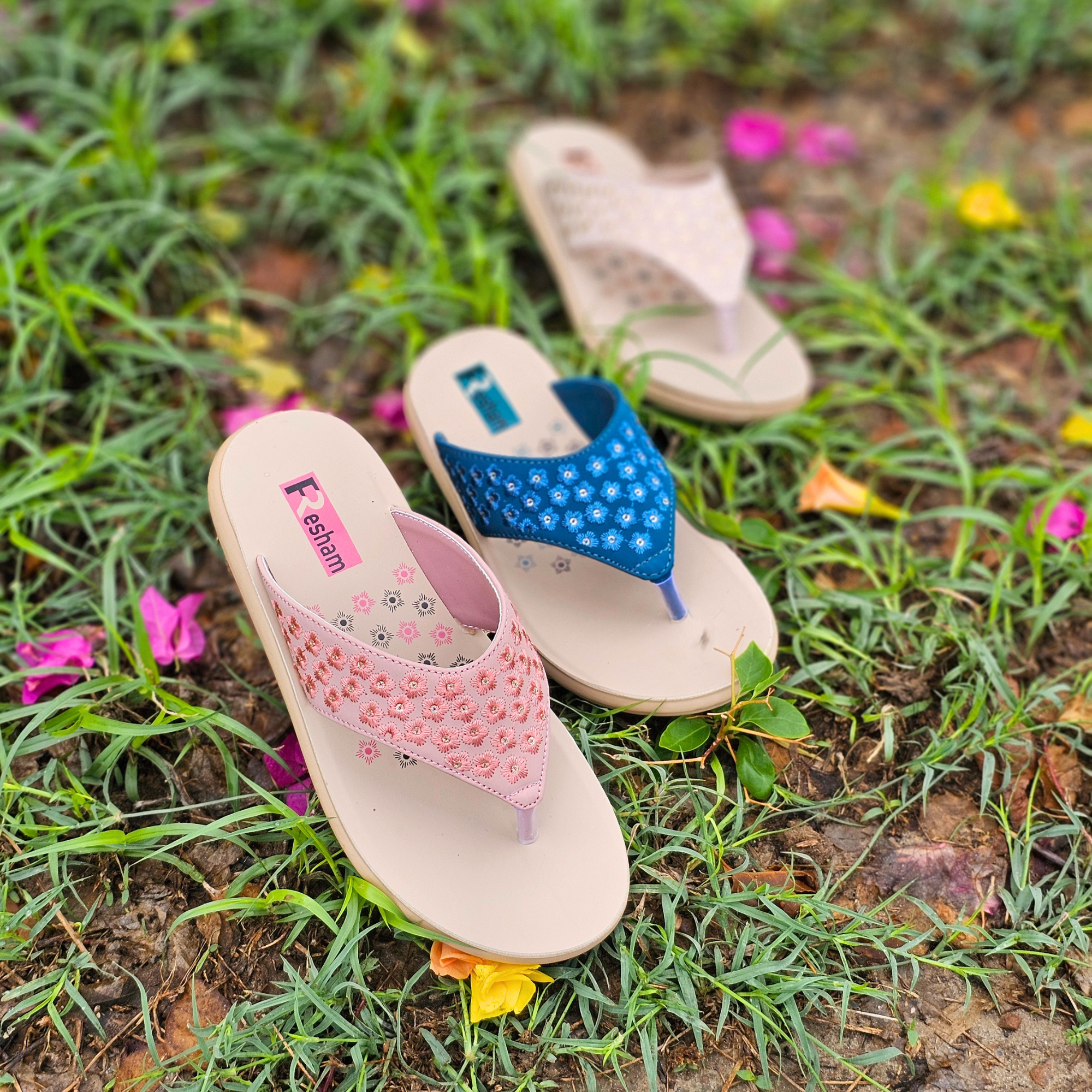 Floral Embroidered Flip Flops for Women | RC 02